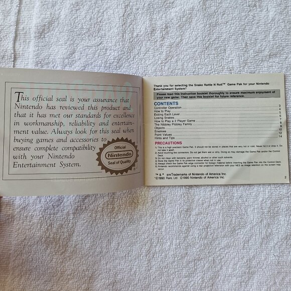 Vintage Snake Rattle N Roll Instruction Booklet Nintendo Original - Picture 3 of 3